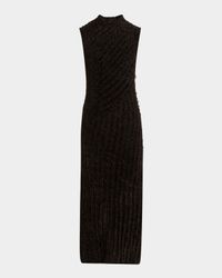 Ribbed Chenille Sleeveless Midi Dress