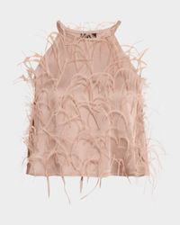 Feather Doubleface Satin Crop Halter Cami