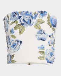 Cece Floral Embellished Cropped Top