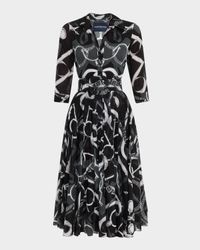 Aster Belted Zebra-Print Cotton Midi Shirtdress
