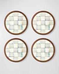 Sterling Check Enamel Coasters, Set of 4