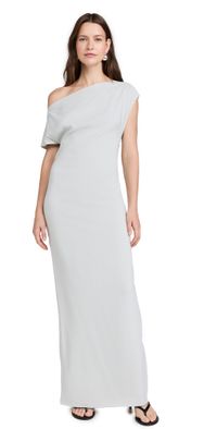 St. Agni Asymmetric Off Shoulder Dress Silver S