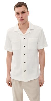 Polo Ralph Lauren Cotton Linen Waffle Knit Andy Camp Shirt Nevis XS