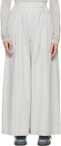 AMOMENTO Gray Shirred Trousers