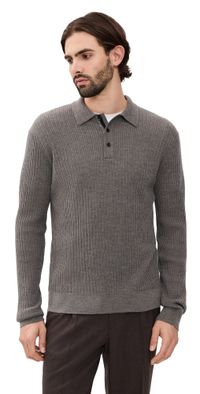 rag & bone Crawford Cashmere Blend Long Sleeve Polo Brown S