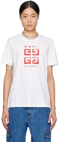 Givenchy White 4G Stars T-Shirt