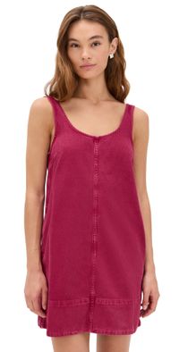 Madewell Garment Dyed Denim Scoop Neck Mini Dress Dark Rosette L