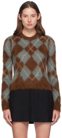 AMI Paris Blue & Brown Argyle Sweater