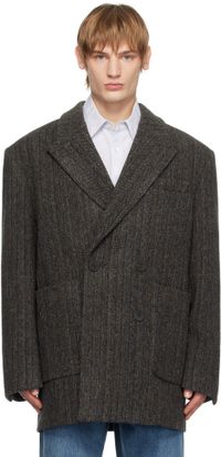 WOOYOUNGMI Manteau gris à double boutonnage