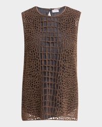 Monili Croc-Effect Sleeveless Top