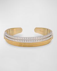 18K Yellow Gold 2-Row Diamond Tennis Statement Cuff