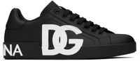 Dolce&Gabbana Black Calfskin Nappa Portofino DG Logo Sneakers