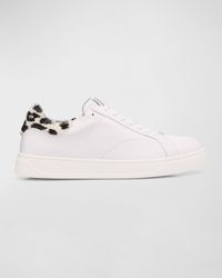 Men's DDB0 Leather and Calf Hair Low-Top Sneakers