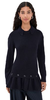 ROKH Detachable Peplum Knit Sweater Dark Navy S