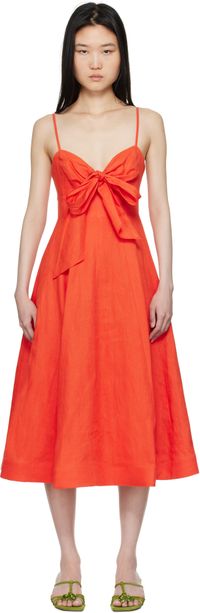 ZIMMERMANN Robe midi rouge à boucle et à effet bouillonné