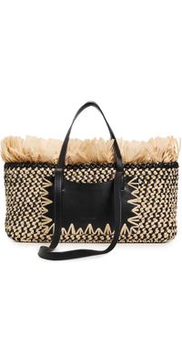 Ulla Johnson Lali Small East-West Tote Noir Natural One Size