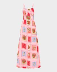 Tulipa Sleeveless Stamp-Print Maxi Dress