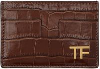 TOM FORD Brown Shiny Stamped Classic TF Card Holder