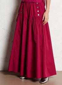 Antik Batik - Jupe longue en coton - Taille L - Rouge