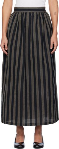 visvim Black & Gray Stripe Maxi Skirt