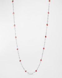 18K White Gold Ruby and Diamond Long Necklace, 42"L