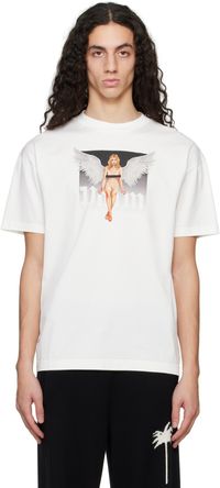 Palm Angels White Crystal Pin Up T-shirt