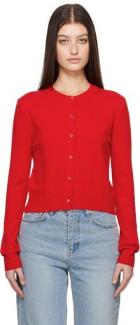 Dunst Cardigan rouge en tricot à col ras du cou