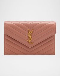 Small YSL Wallet on Chain in Quilted Leather