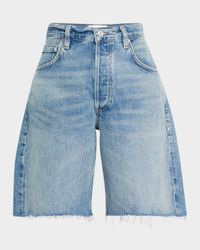 Ayla Frayed Long Denim Shorts