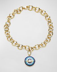 18K Yellow Gold Chakra Evil Eye Charm Bracelet