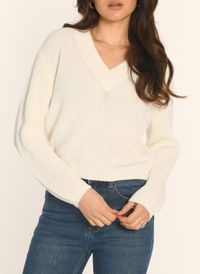 Kookai - Pull droit à Col V - Taille 3 - Blanc