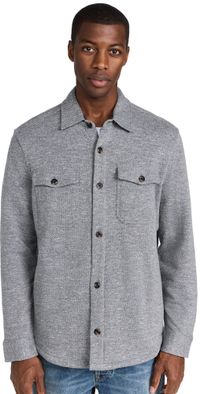 Faherty Inlet Knit Shirt Jacket Medium Grey Melange L