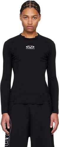 VETEMENTS T-shirt noir à logo ovale et à bords bruts