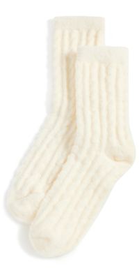 Stems Winter Plush Cable Socks Ivory One Size