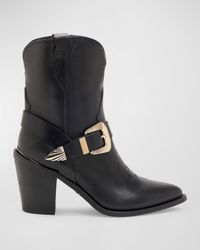 Charlotte Leather Buckle Western Booties