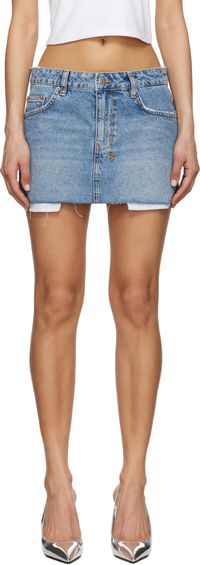 Ksubi Blue Low Rider Exposed Swept Denim Miniskirt
