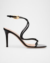 Patent Serpent Twist Ankle-Strap Sandals