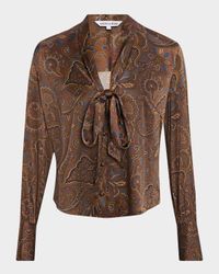Francine Paisley Silk Tie-Neck Blouse
