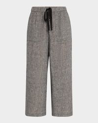 Cropped Wide-Leg Striped Organic Linen Pants