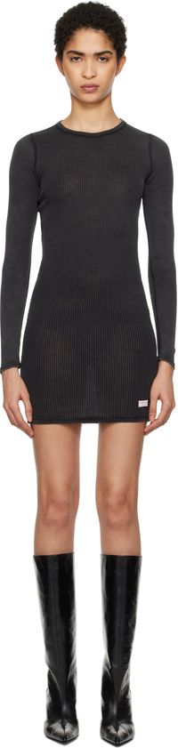 Alexander Wang Robe courte à manches longues noire à col ras du cou