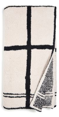 Barefoot Dreams CozyChic Grid Plaid Throw Stone/Black One Size