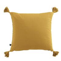 L'effet Papillon - Coussin déco déhoussable 100 coton - Taille 40x40 - Jaune