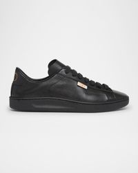 Men's Royco V Logo Calfskin Low-Top Sneakers
