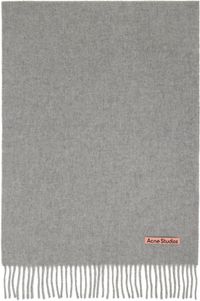 Acne Studios Gray Fringe Wool Narrow Scarf