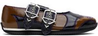 Chopova Lowena Black & Brown Doris Buckle Ballerina Flats