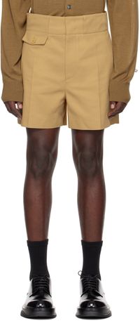 RECTO Beige Pin Tuck Shorts