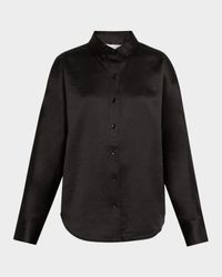 Caroline Button-Front Crepe Shirt