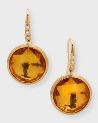 Jaipur Color Drop Earrings with Diamonds and Citrine