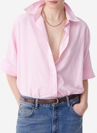 Vanessa Bruno - Chemise droite col classique en coton - Taille 42 - Rose