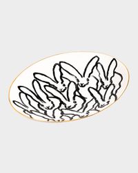 Rabbit Run Serving Platter with Gold Rim